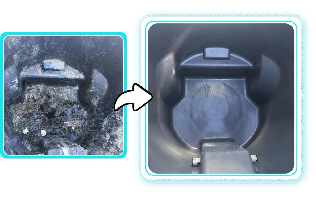 trash cans cleaned before and after photos